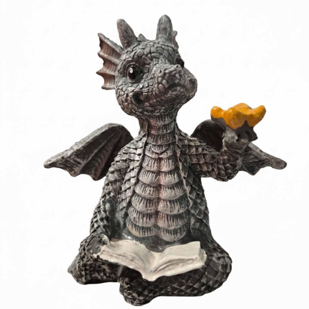 NEW Dragon Figurine with Book &  Butterfly Shelf Decor - Picture 2 of 6